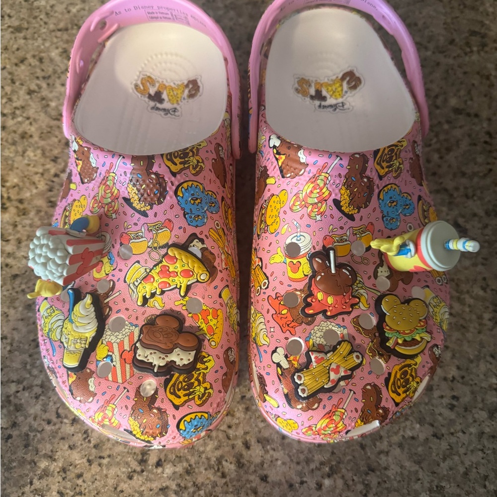 CROCS Kids Pink Sandals with Food Charms